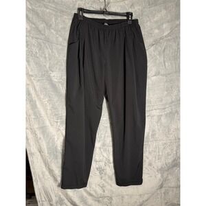 Bobeau Womens Black Elastic Waist Pleated Tapered Leg Pants Size L Pocketed